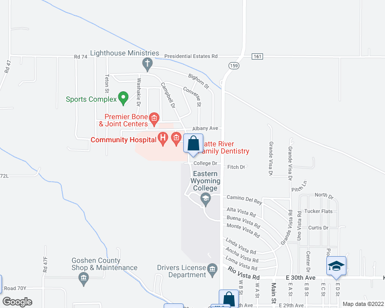 map of restaurants, bars, coffee shops, grocery stores, and more near 2017 Campbell Drive in Torrington
