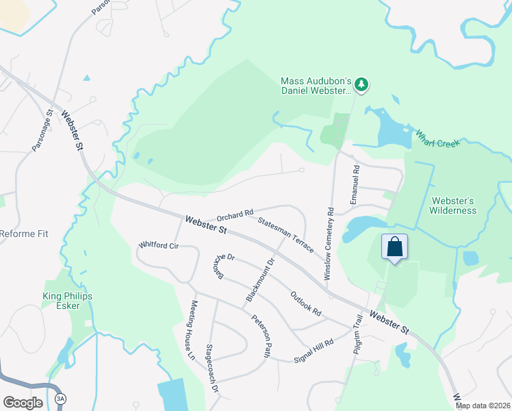 map of restaurants, bars, coffee shops, grocery stores, and more near 79 Orchard Road in Marshfield