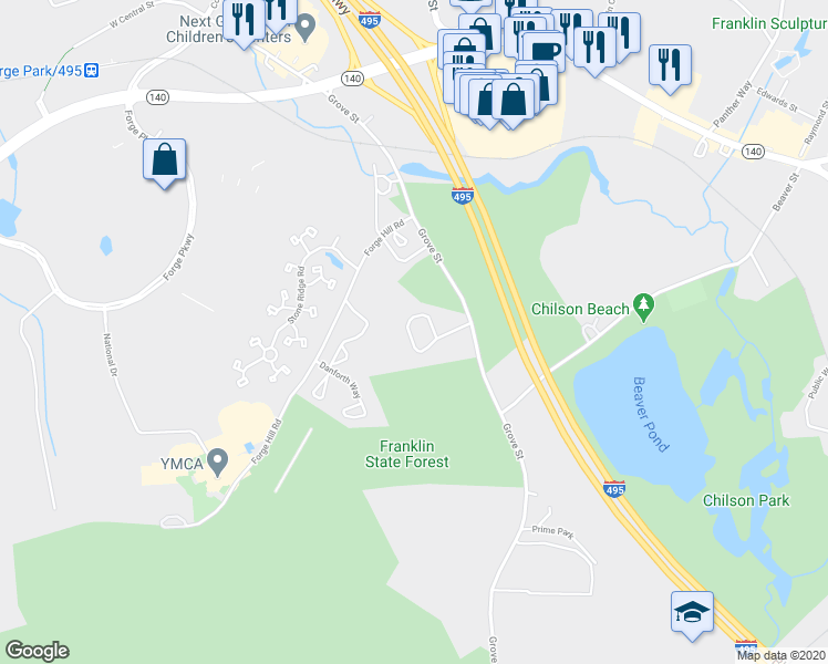 map of restaurants, bars, coffee shops, grocery stores, and more near 50 Benjamin Landing Lane in Franklin