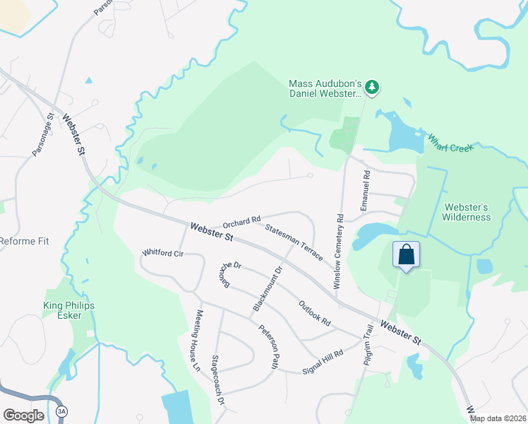 map of restaurants, bars, coffee shops, grocery stores, and more near 79 Orchard Road in Marshfield