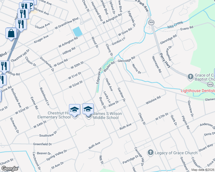 map of restaurants, bars, coffee shops, grocery stores, and more near 5356 Heidt Avenue in Erie