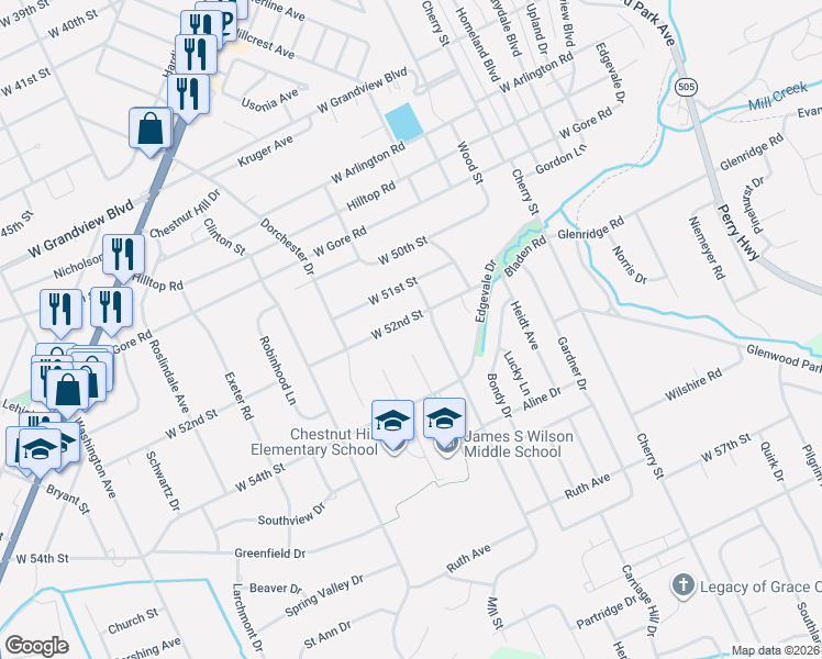 map of restaurants, bars, coffee shops, grocery stores, and more near 865 W 52nd St in Erie