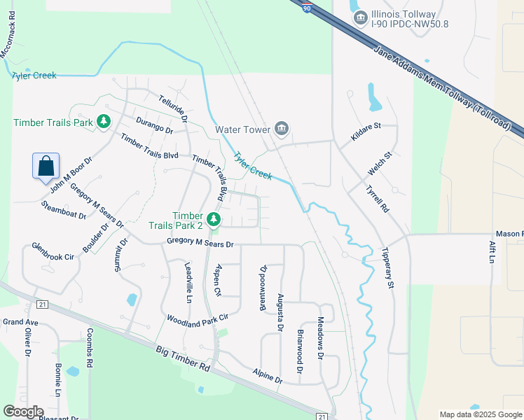 map of restaurants, bars, coffee shops, grocery stores, and more near 382 Evergreen Circle in Gilberts