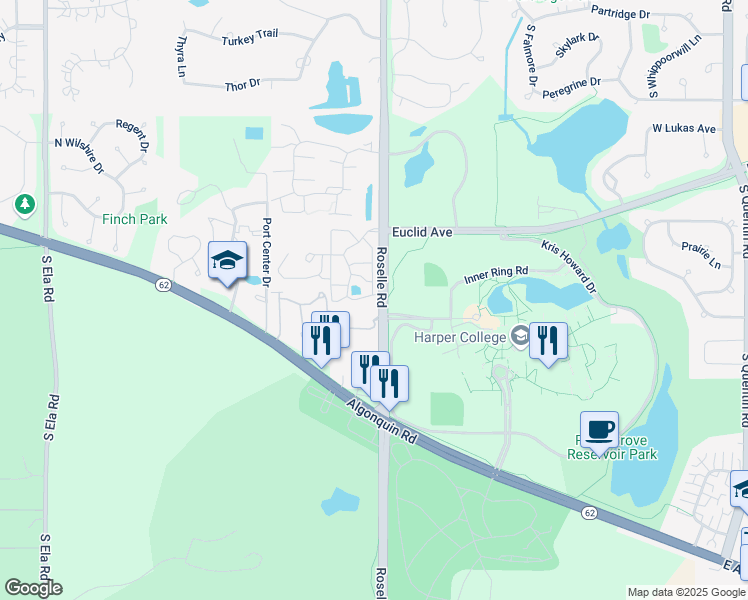 map of restaurants, bars, coffee shops, grocery stores, and more near 1644 West Colonial Parkway in Inverness