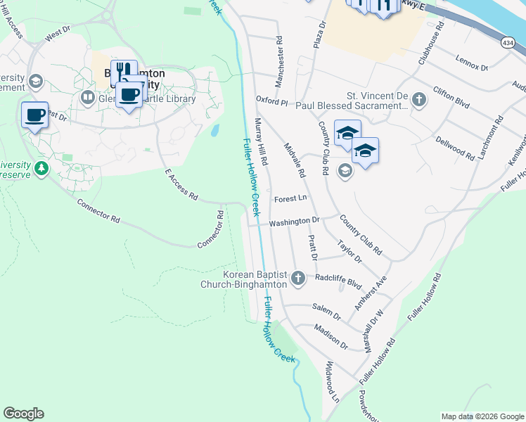 map of restaurants, bars, coffee shops, grocery stores, and more near 4474-4498 Washington Dr in Broome
