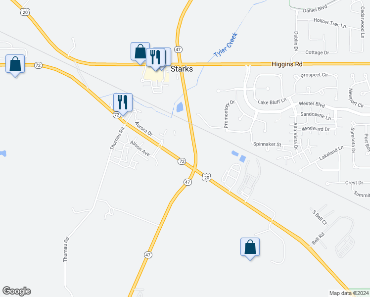 map of restaurants, bars, coffee shops, grocery stores, and more near 2250 Aurora Drive in Hampshire