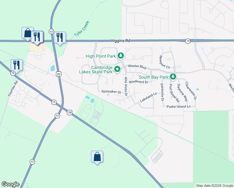 map of restaurants, bars, coffee shops, grocery stores, and more near 1761 Ruby Drive in Pingree Grove