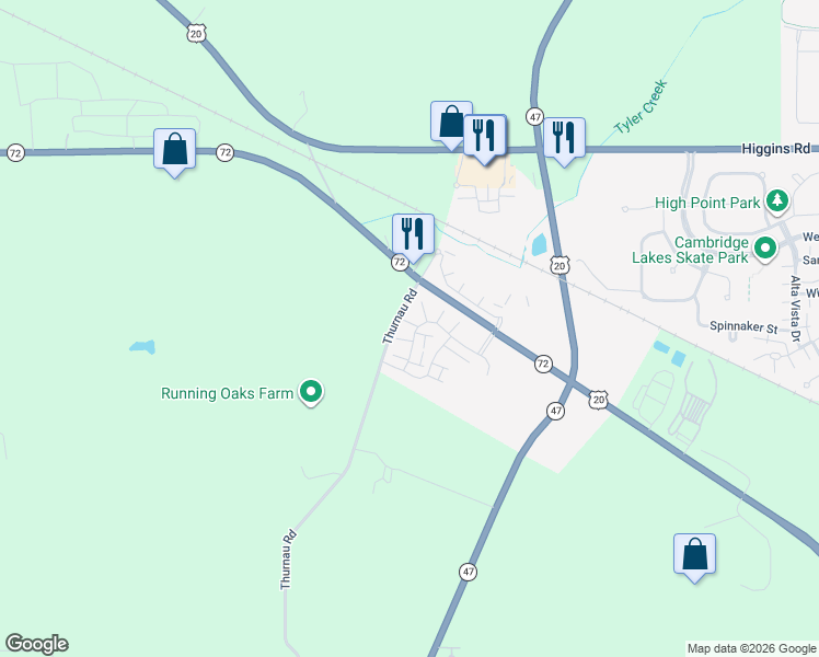 map of restaurants, bars, coffee shops, grocery stores, and more near 2502 Alison Avenue in Pingree Grove