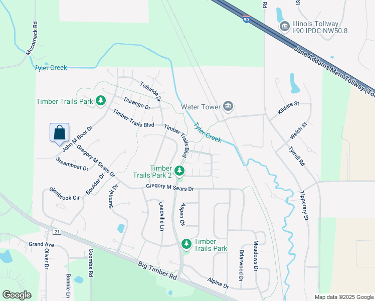 map of restaurants, bars, coffee shops, grocery stores, and more near 288 Evergreen Circle in Gilberts