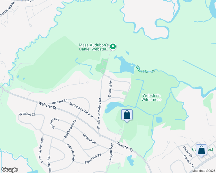 map of restaurants, bars, coffee shops, grocery stores, and more near 47 Emanuel Road in Marshfield