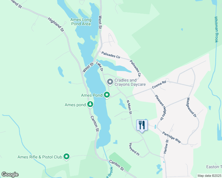 map of restaurants, bars, coffee shops, grocery stores, and more near 118 Lake Drive in Stoughton