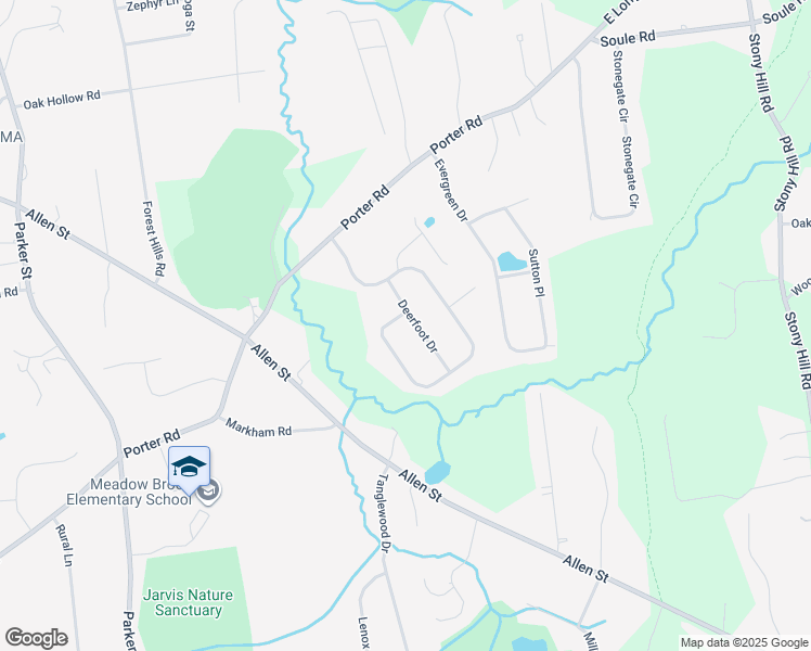 map of restaurants, bars, coffee shops, grocery stores, and more near 24 Deerfoot Drive in East Longmeadow
