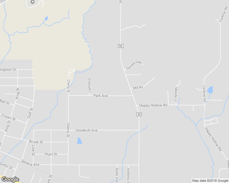 map of restaurants, bars, coffee shops, grocery stores, and more near 1636 Park Avenue in Olean