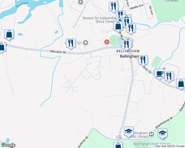 map of restaurants, bars, coffee shops, grocery stores, and more near 59 Bellwood Circle in Bellingham