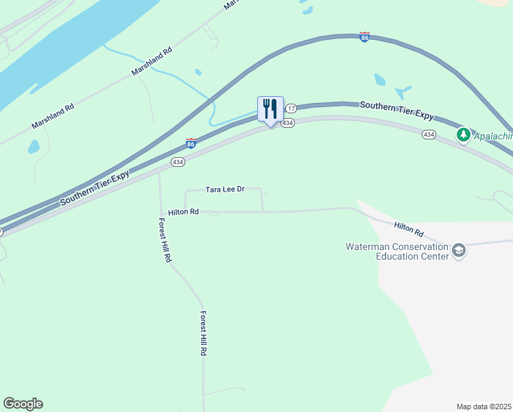 map of restaurants, bars, coffee shops, grocery stores, and more near 1086 Hilton Rd in Apalachin