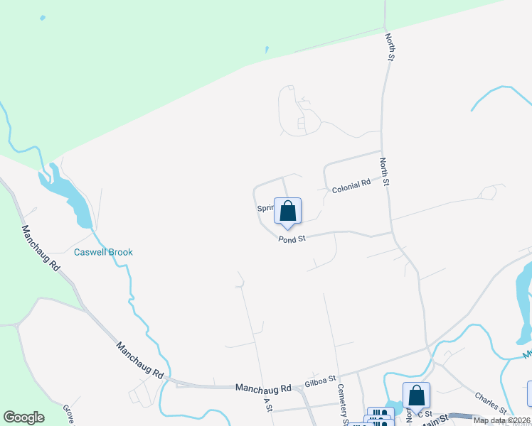 map of restaurants, bars, coffee shops, grocery stores, and more near 50 Pond Street in Douglas