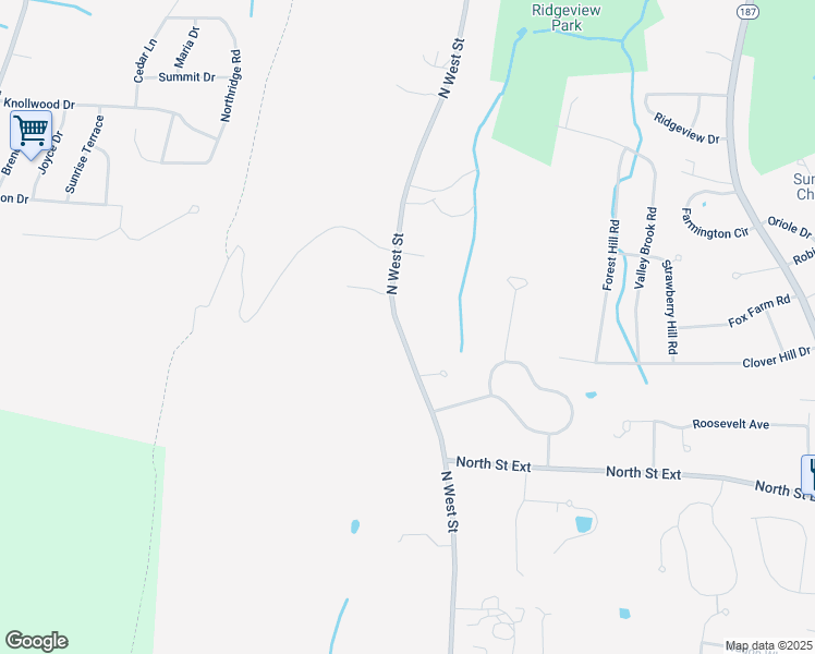 map of restaurants, bars, coffee shops, grocery stores, and more near 546 North West Street in Agawam