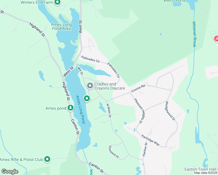 map of restaurants, bars, coffee shops, grocery stores, and more near 101 Palisades Circle in Stoughton