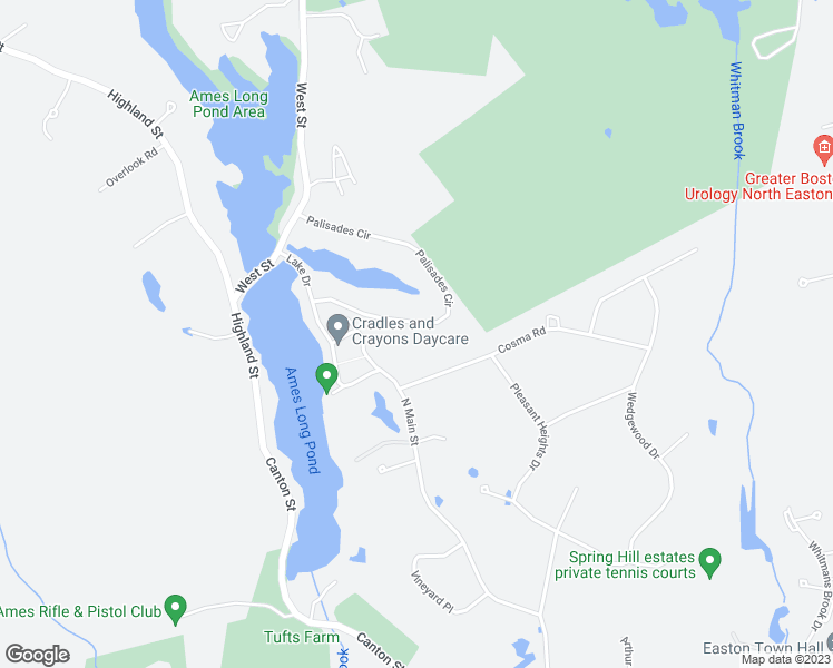 map of restaurants, bars, coffee shops, grocery stores, and more near 101 Palisades Circle in Stoughton