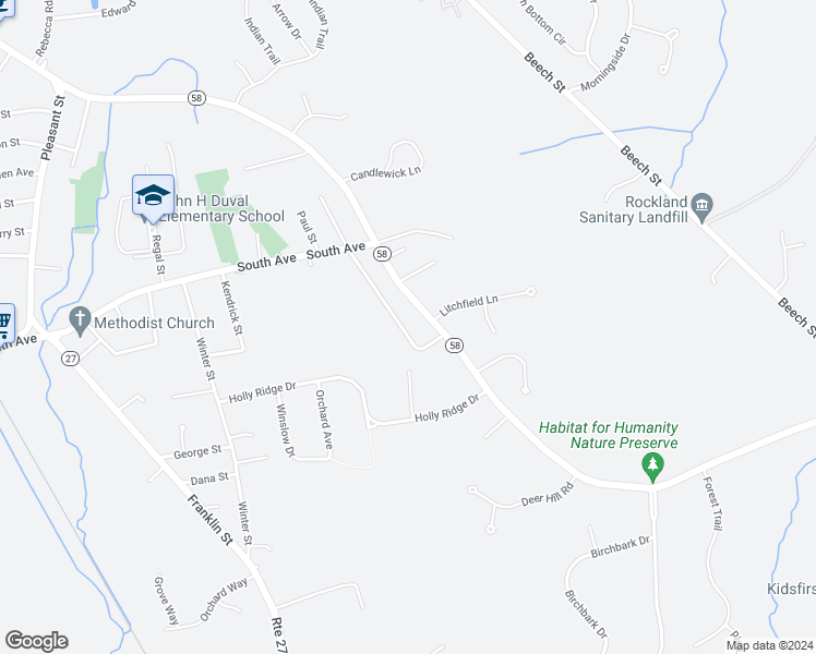 map of restaurants, bars, coffee shops, grocery stores, and more near 102 Perry Avenue in Hanson