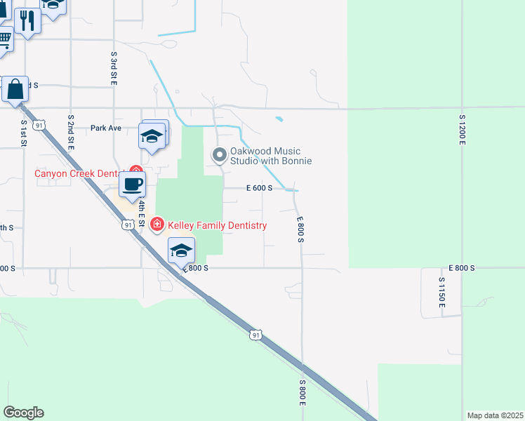 map of restaurants, bars, coffee shops, grocery stores, and more near 700 East in Preston