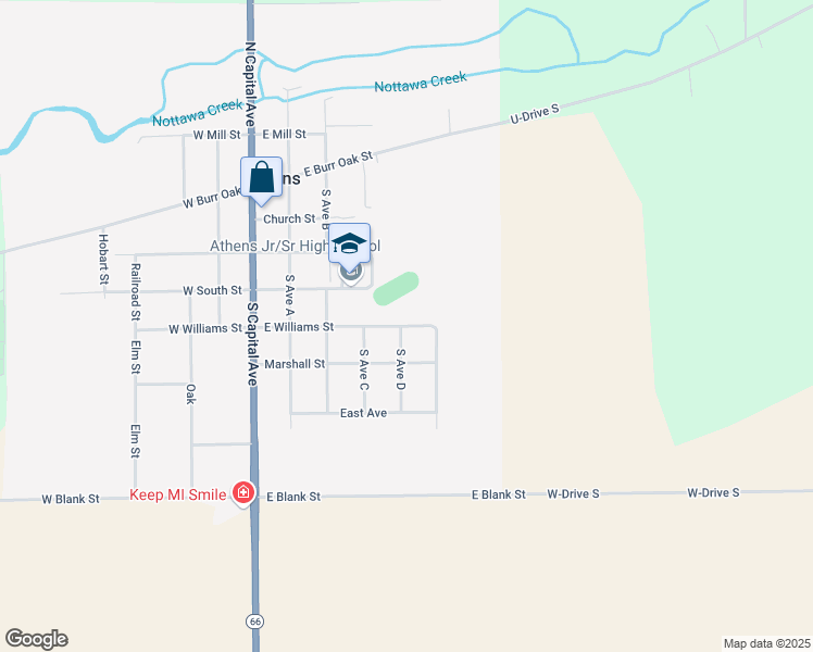 map of restaurants, bars, coffee shops, grocery stores, and more near 515 East Williams Street in Athens