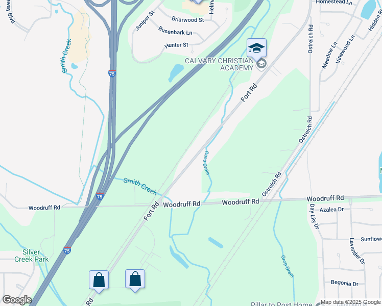 map of restaurants, bars, coffee shops, grocery stores, and more near 30498 Fort Road in Rockwood
