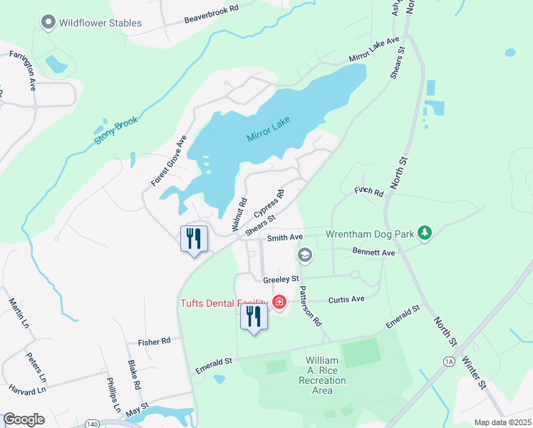 map of restaurants, bars, coffee shops, grocery stores, and more near 48 Cypress Road in Medfield