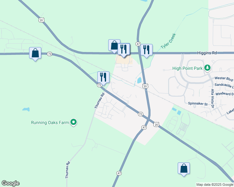 map of restaurants, bars, coffee shops, grocery stores, and more near 2370 Aurora Drive in Pingree Grove