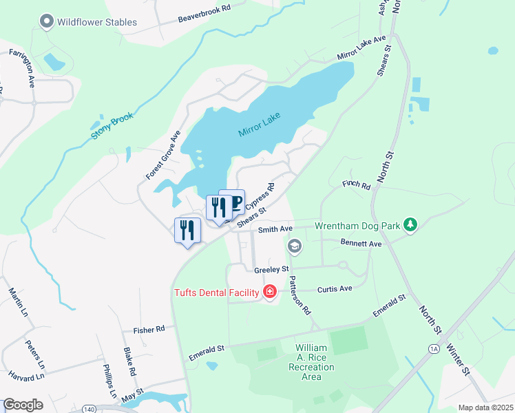 map of restaurants, bars, coffee shops, grocery stores, and more near 48 Cypress Road in Medfield