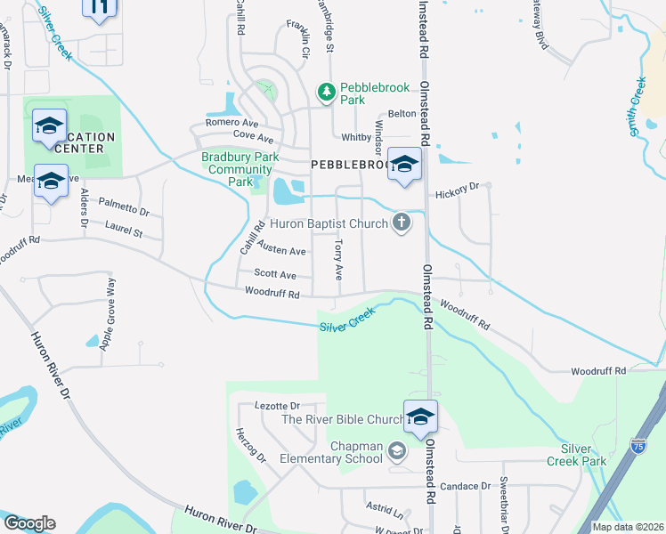 map of restaurants, bars, coffee shops, grocery stores, and more near 30486 Torry Avenue in Flat Rock