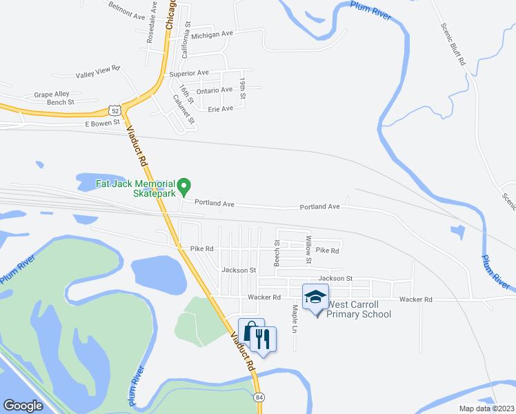 map of restaurants, bars, coffee shops, grocery stores, and more near Portland Avenue in Savanna