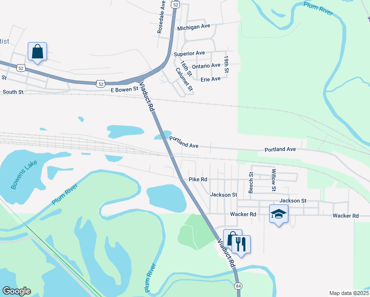 map of restaurants, bars, coffee shops, grocery stores, and more near Portland Ave in Savanna