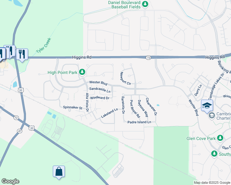 map of restaurants, bars, coffee shops, grocery stores, and more near 1267 Driftwood Lane in Pingree Grove