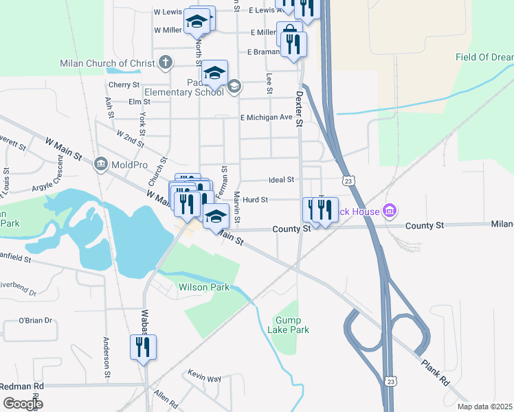 map of restaurants, bars, coffee shops, grocery stores, and more near 236 Hurd Street in Milan