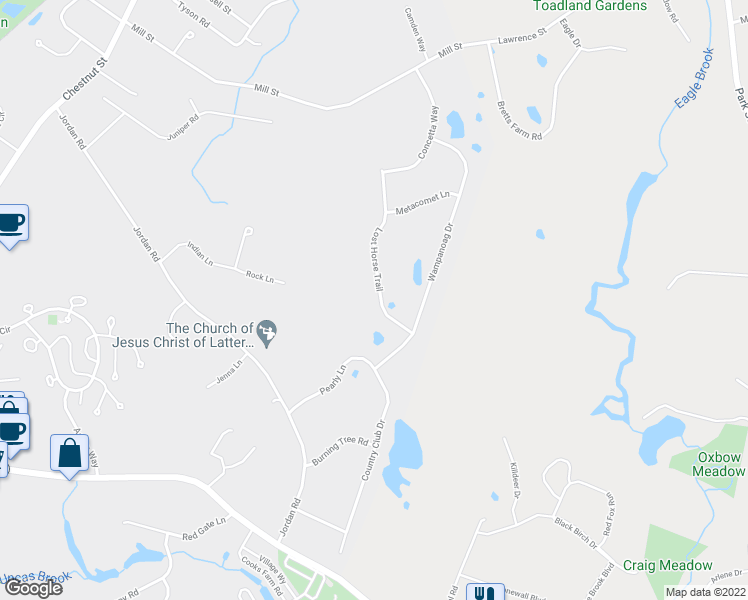 map of restaurants, bars, coffee shops, grocery stores, and more near 8 Lost Horse Trail in Franklin