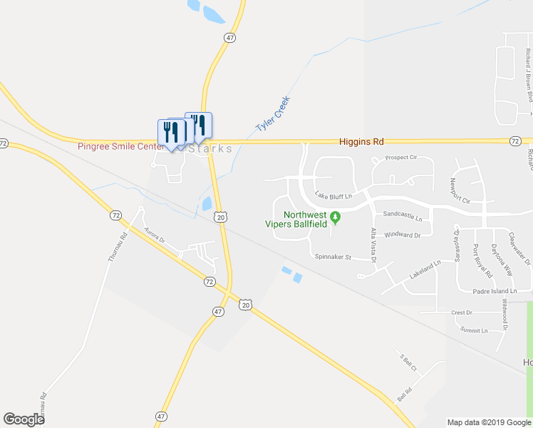 map of restaurants, bars, coffee shops, grocery stores, and more near 1274 Promontory Drive in Pingree Grove