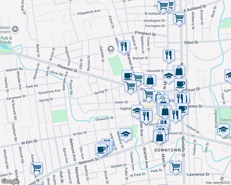 map of restaurants, bars, coffee shops, grocery stores, and more near 9 Olive Terrace in Brockton