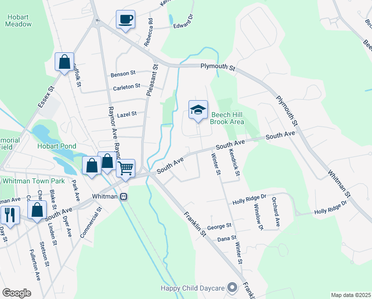 map of restaurants, bars, coffee shops, grocery stores, and more near 550 South Avenue in Whitman