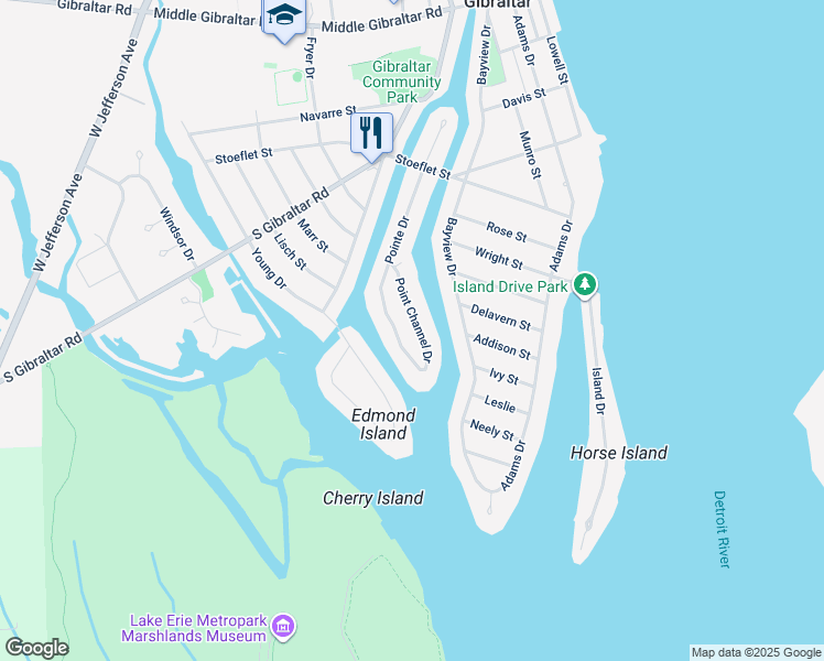 map of restaurants, bars, coffee shops, grocery stores, and more near 30556 East Pointe Drive in Rockwood