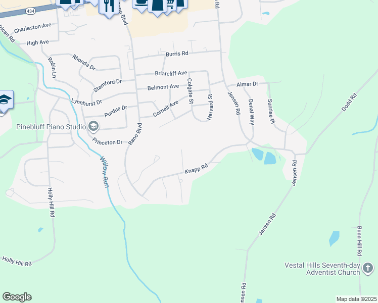 map of restaurants, bars, coffee shops, grocery stores, and more near 106 Mark Court in Vestal