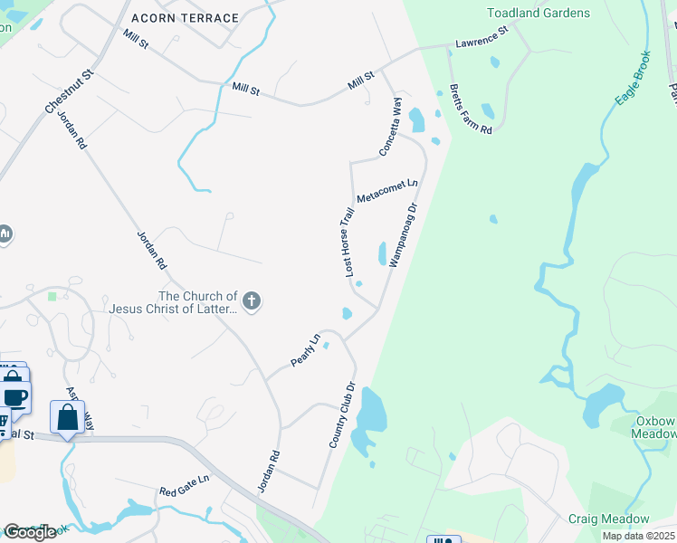 map of restaurants, bars, coffee shops, grocery stores, and more near 8 Lost Horse Trail in Franklin