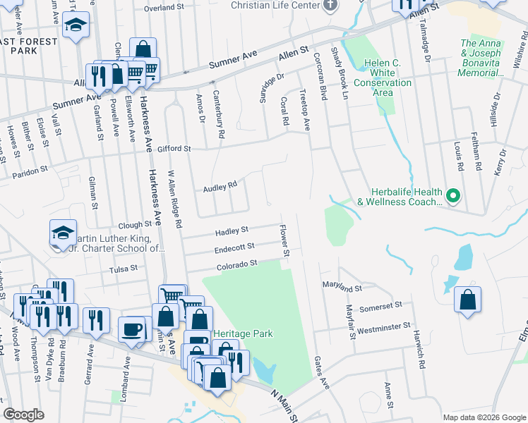 map of restaurants, bars, coffee shops, grocery stores, and more near 114 Signal Hill Circle in Springfield