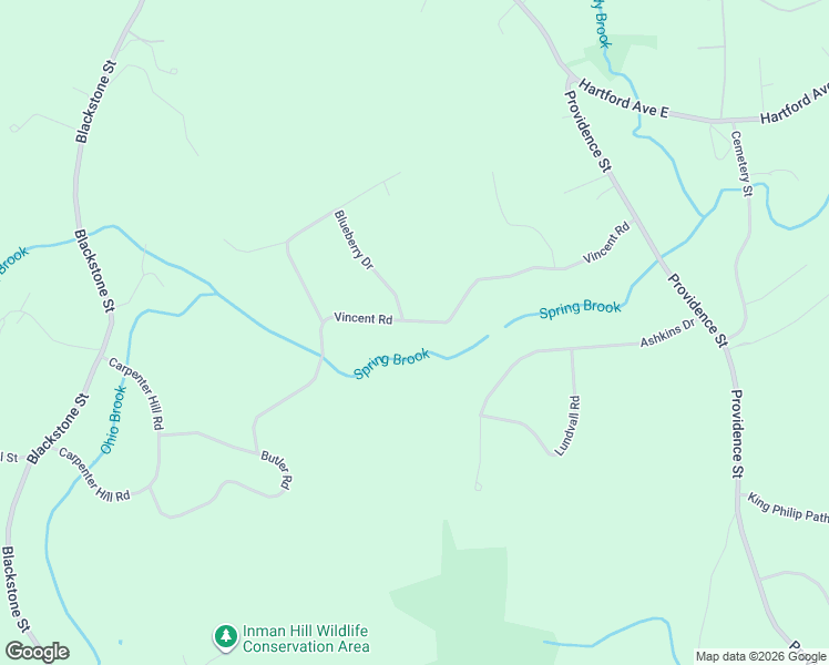 map of restaurants, bars, coffee shops, grocery stores, and more near 26 Vincent Road in Mendon