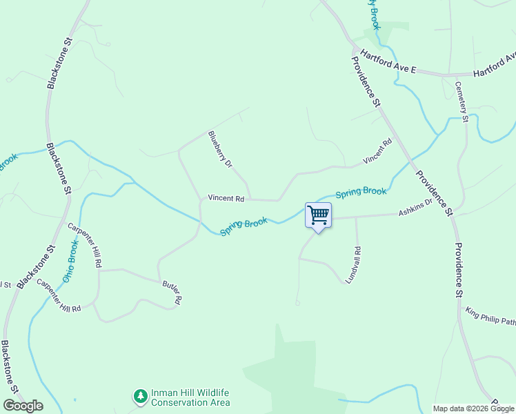 map of restaurants, bars, coffee shops, grocery stores, and more near 28 Vincent Road in Mendon