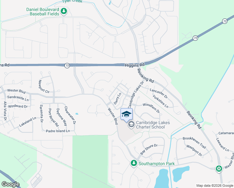 map of restaurants, bars, coffee shops, grocery stores, and more near 1291 Derry Lane in Pingree Grove