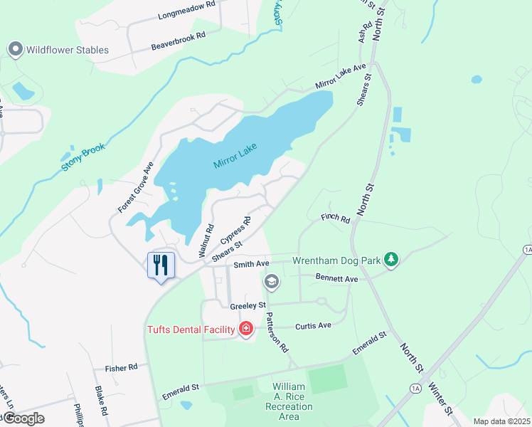 map of restaurants, bars, coffee shops, grocery stores, and more near 341 Shears Street in Wrentham