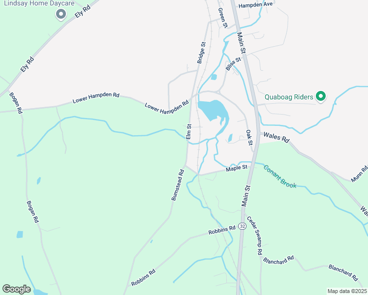 map of restaurants, bars, coffee shops, grocery stores, and more near 33 Elm Street in Monson