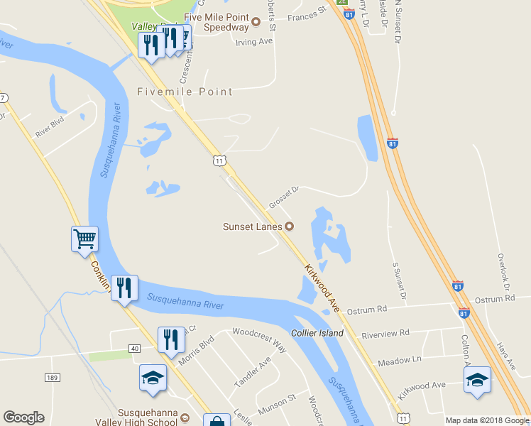 map of restaurants, bars, coffee shops, grocery stores, and more near 913 Kirkwood Avenue in Kirkwood