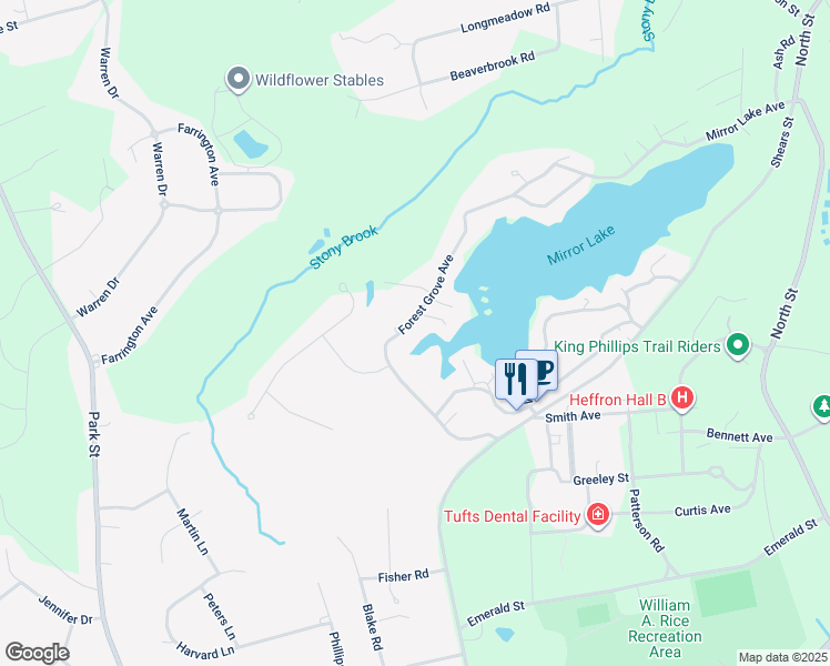 map of restaurants, bars, coffee shops, grocery stores, and more near 162 Forest Grove Avenue in Wrentham